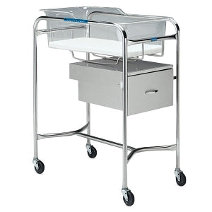 Pedigo Bassinet - Stainless Steel Bassinet with One Drawer - P-1110-A-SS