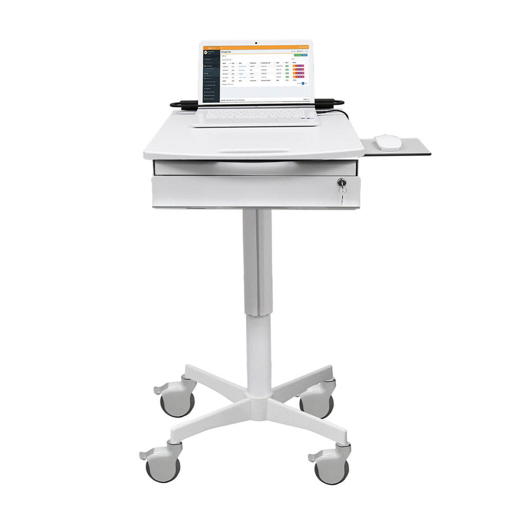 Mobile Laptop Cart Mov-it Metal Frame White  CART, MOBILE LAPTOP C2 HT ADJ 25"-46" D/S- L10312-004