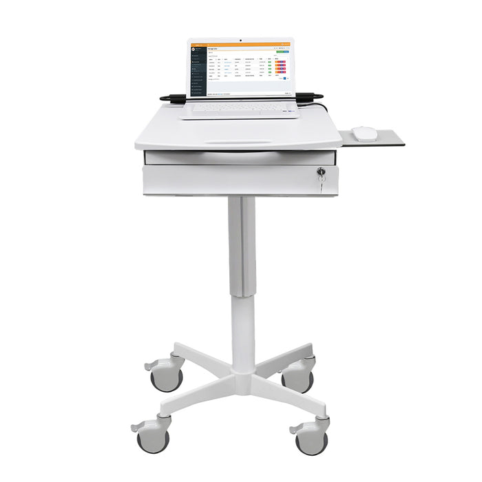 Mobile Laptop Cart Mov-it Metal Frame White  CART, MOBILE LAPTOP C2 HT ADJ 25"-46" D/S- L10312-004