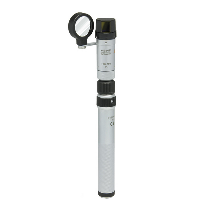 HEINE HSL 150 Hand-held Slit Lamp Set: BETA 4 SLIM NT Rechargeable Handle, NT 4 Table Charger, Hard Case