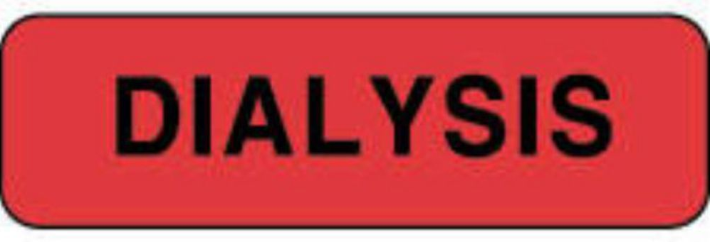 Label Paper Permanent Dialysis 1 1/4"x3/8" Fl. Red 1000 per Roll - 59704899