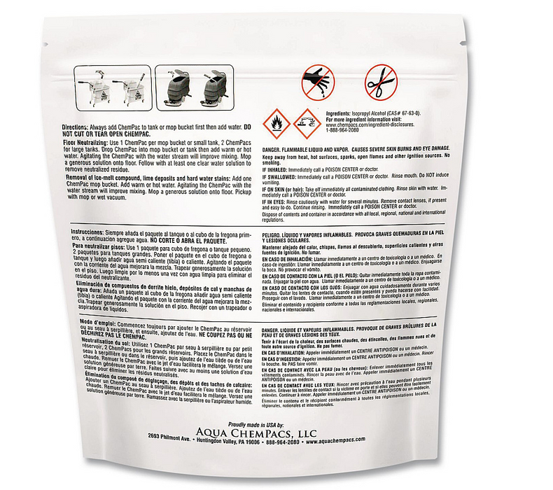 Diversey Aqua ChemPacs Floor Conditioner and Neutralizer, 100 ChemPacs/Carton - 9320929