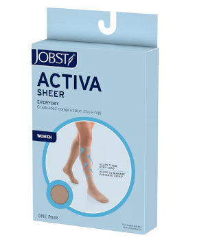 Jobst Activa Sheer 8-15 Thigh W/Lace Band Closed Toe Small Silky Beige