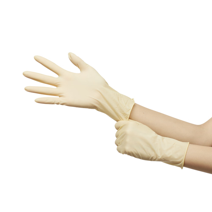 McKesson Confiderm - Exam Glove Large NonSterile Latex Standard Cuff Length Smooth Ivory Not Chemo Approved - 14-318