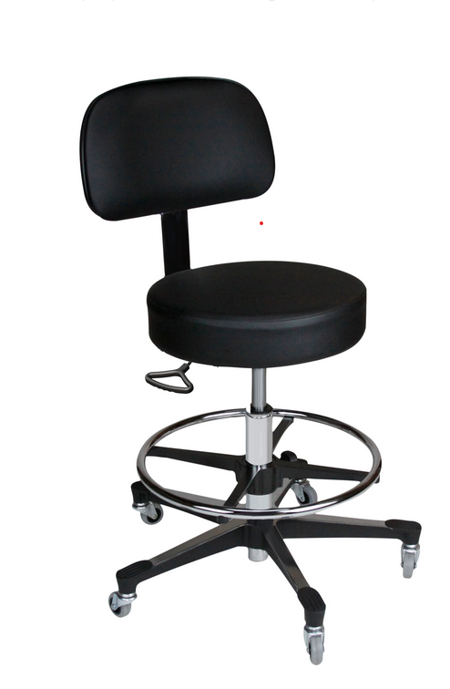 Blickman Health Ind Inc Pneumatic Exam Stools with Composite Base - Pneumatic Exam Stool, with Back, with Aluminum Base, Black - 1041212125
