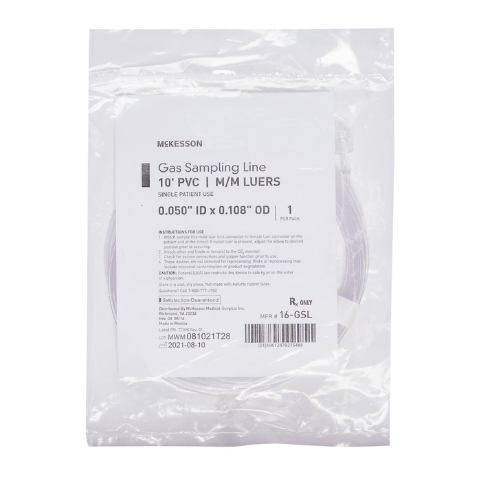 ETCO2 Sampling Line McKesson Without Prongs 10 Foot Tubing