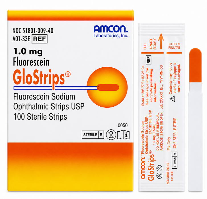 GloStrips® - Fluorescein Sodium Ophthalmic Strips - 1.0mg (Box of 100) - AK33100