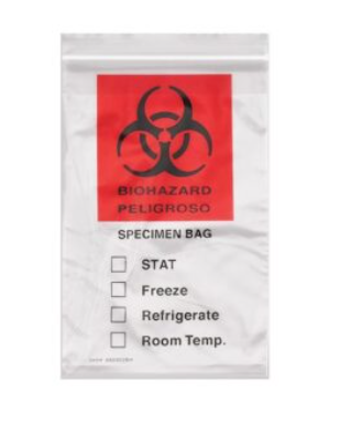 Action Health Econo-Zip Red Imprint Specimen Bags,  6W x 9H, Case of 1000 - STB609STAT-C
