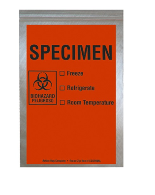 Action Health Econo-Zip Color Specimen Bags, 6W x 9H , Red  CCST69RD