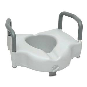 Compass Health PMI ProBasics Raised Toilet Seat, with Lock and Padded Arms, 17" x 4.5" Depth 17" 350 lb Capacity, White