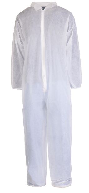 Tronex Disposable Fluid-Resistant Jumpsuits - Fluid-Resistant Coveralls, Open Cuffs and Ankles, White, Size L - 644030W