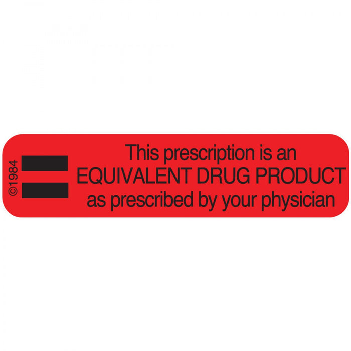 Label Paper Permanent This Prescription Is 1 9/16" X 3/8" Red 500 Per Roll, 2 Rolls Per Box