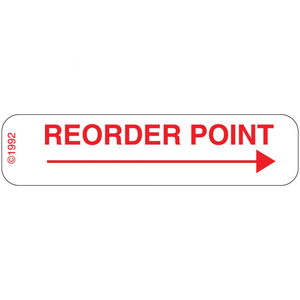 Label Paper Permanent Reorder Point 1 9/16" X 3/8" White 500 Per Roll, 2 Rolls Per Box