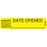 Label Paper Permanent Date Opened 1 9/16" X 3/8" Yellow 500 Per Roll, 2 Rolls Per Box