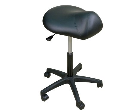 Oakworks Low-Height Premium Stool with Saddle Seat - STOOL, BLK BASE, SADDLE SEAT, RUBY - 60370-T08
