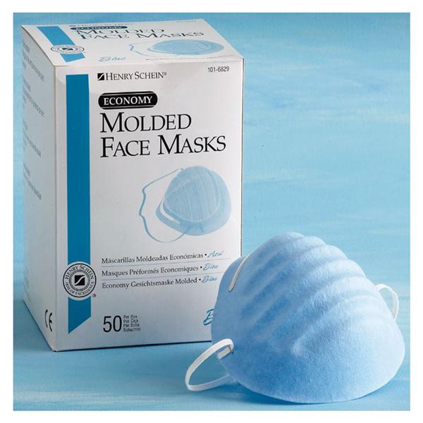 Henry Schein  Molded Face Mask Economy HSI Blue Cone 50/Bx, 20 BX/CA (MK-6829)