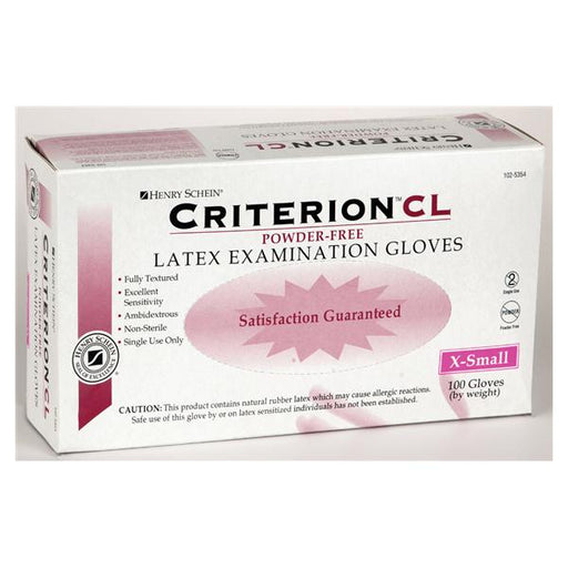 Henry Schein  Gloves Exam Criterion CL Powder-Free Latex X-Small 100/Bx, 10 BX/CA (260)
