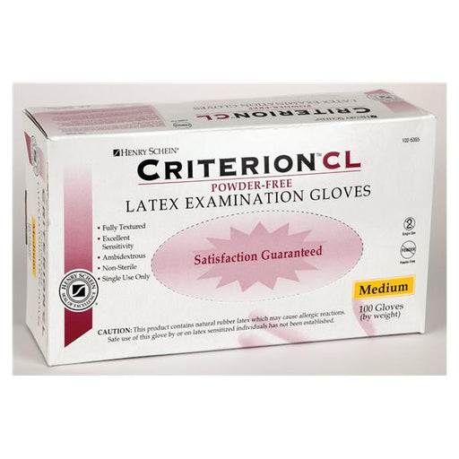 Henry Schein  Gloves Exam Criterion CL Powder-Free Latex Medium 100/Bx, 10 BX/CA (265)