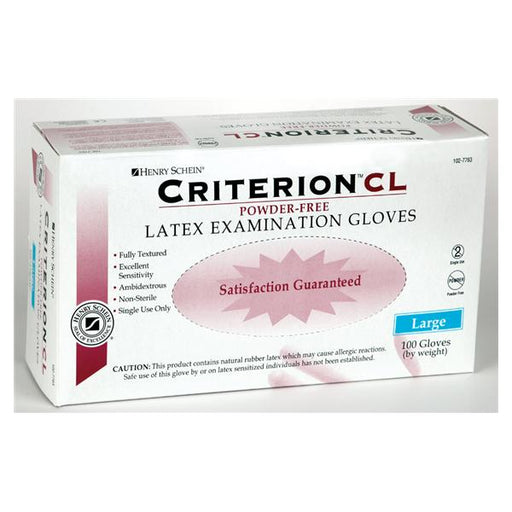 Henry Schein  Gloves Exam Criterion CL Powder-Free Latex Large 100/Bx, 10 BX/CA (266)