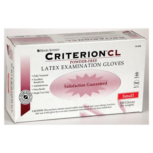 Henry Schein  Gloves Exam Criterion CL Powder-Free Latex Small 100/Bx, 10 BX/CA (PL262)