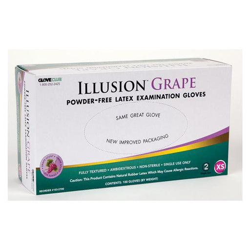 Glove Club Gloves Exam Illusion Grape Powder-Free Latex XS Blue Grape 100/Bx, 20 BX/CA (IL10XS)