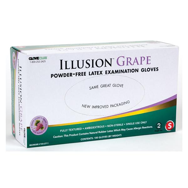 Glove Club Gloves Exam Illusion Grape Powder-Free Latex Sm Blue Grape 100/Bx, 20 BX/CA (IL11S)