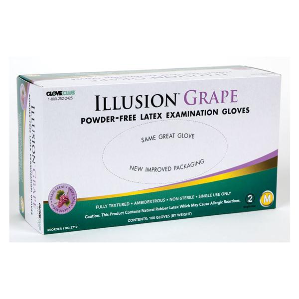 Glove Club Gloves Exam Illusion Grape Powder-Free Latex Md Blue Grape 100/Bx, 20 BX/CA (IL12M)
