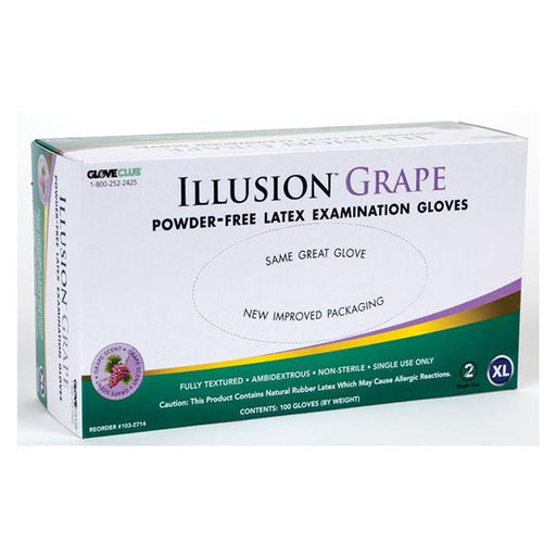 Glove Club Gloves Exam Illusion Grape Powder-Free Latex XL Blue Grape 100/Bx, 20 BX/CA (IL14XL)