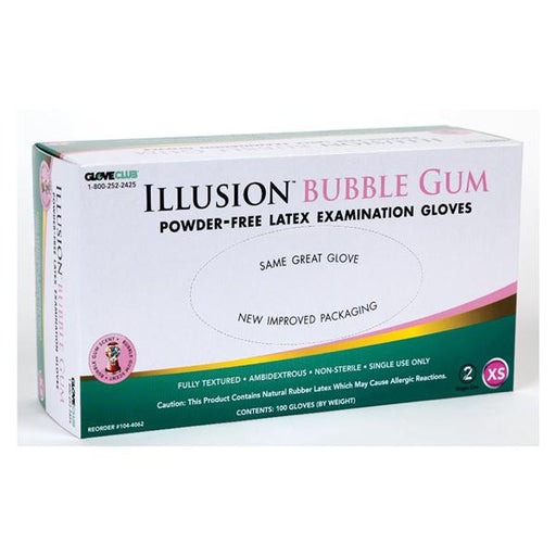 Glove Club Gloves Exam Illusion Bubble Gum PF Ltx XS Blue Bubble Gum 100/Bx
