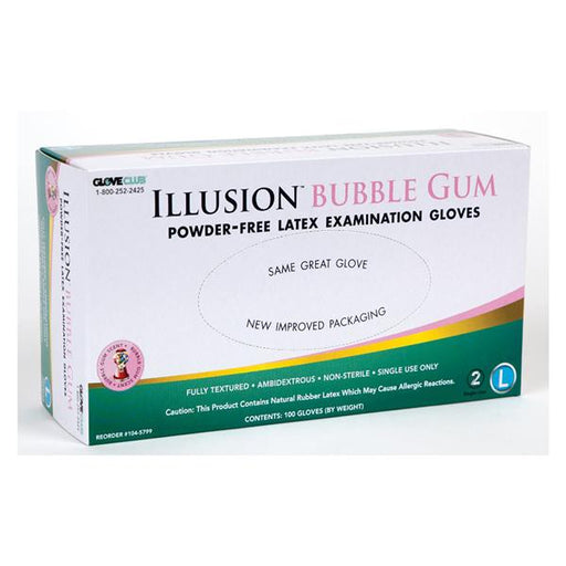 Glove Club Gloves Exam Illusion Bubble Gum PF Ltx Lg Blue Bubble Gum 100/Bx