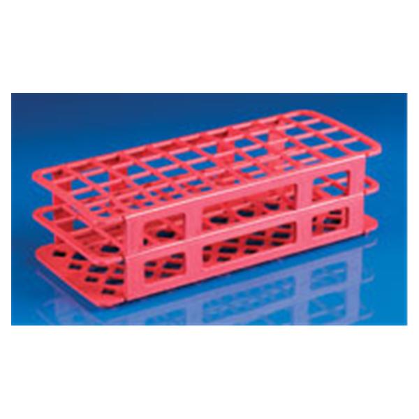 Globe Scientific  Test Tube Rack 16-17mm 60 Place Red Ea