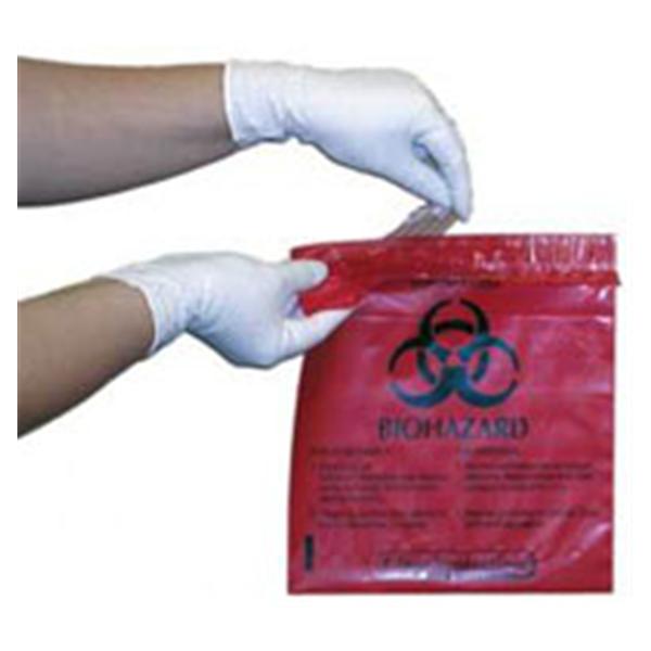 Unimed-Midwest  Bag Bhzrd Stick-On 14x12 2.6q Adh Clsr Rd/Blk 2mil Symbl 100/Bx