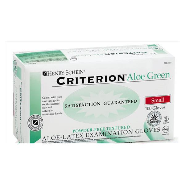 Henry Schein  Gloves Exam Criterion Aloe Green PF Latex Sm Green 100/Bx, 10 BX/CA (1087850)