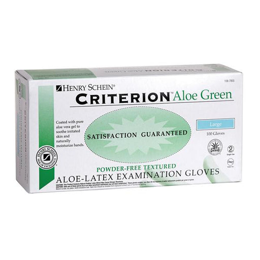 Henry Schein  Gloves Exam Criterion Aloe Green PF Latex Lg Green 100/Bx, 10 BX/CA (1087855)