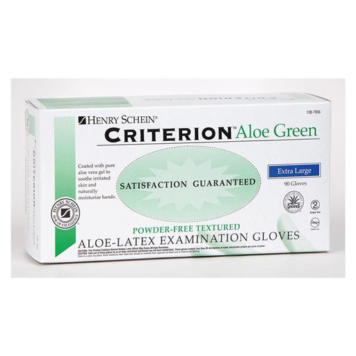 Henry Schein  Gloves Exam Criterion Aloe Green Powder-Free Latex XL Green 90/Bx, 10 BX/CA (1087856)