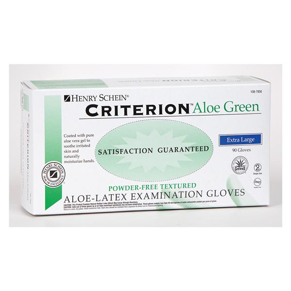 Henry Schein  Gloves Exam Criterion Aloe Green Powder-Free Latex XL Green 90/Bx, 10 BX/CA (1087856)