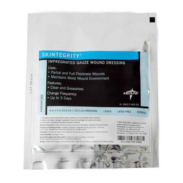 Medline Industries  Dressing Gauze SkinTegrity Hydrgl/Ctn 4x4" 12 Ply Strl LF 30/Ca
