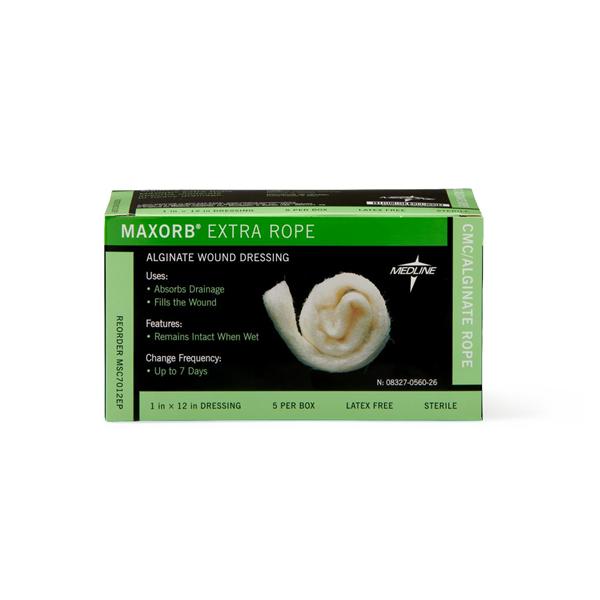 Medline Industries  Dressing Rope Maxorb Extra Cal Alg 1x12" Strl Hi Abs LF 20/Ca