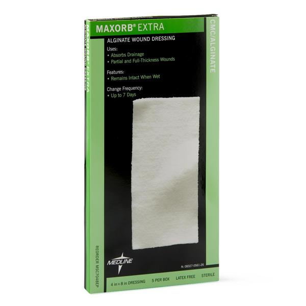 Medline Industries  Dressing Maxorb Extra Alg 4x8" Strl Highly Absorbent LF 50/Ca