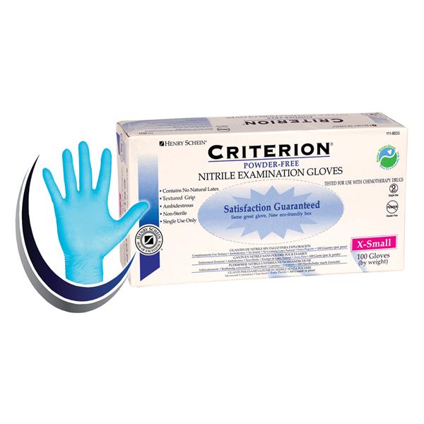 Henry Schein  Gloves Exam Criterion PF Nitrile Latex-Free XS Blue 100/Bx, 10 BX/CA (1118533)