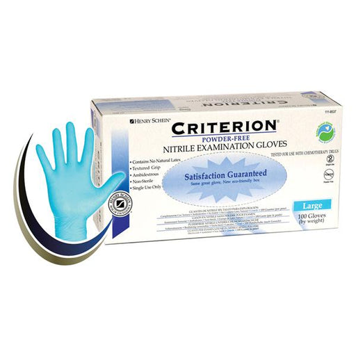 Henry Schein  Gloves Exam Criterion PF Nitrile Latex-Free Lg Blue 100/Bx, 10 BX/CA (1118537)