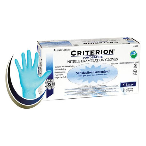 Henry Schein  Gloves Exam Criterion PF Nitrile Latex-Free XL Blue 90/Bx, 10 BX/CA (1118539)