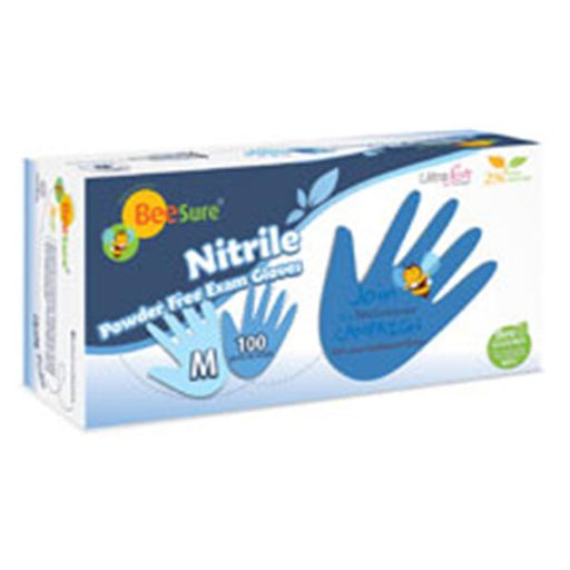 EcoBee Gloves Exam BeeSure PF Nitrile Latex-Free Sm Light Blue 100/Bx, 10 BX/CA (1116)