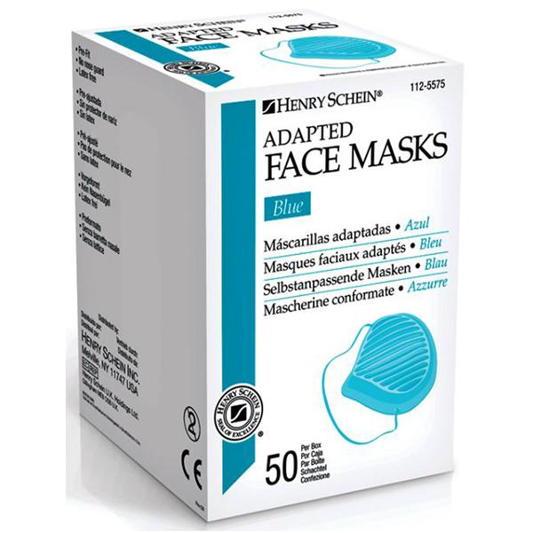 Henry Schein  Molded Face Mask Earloop HSI Blue Adapted Cone 50/Bx, 20 BX/CA (1125575)