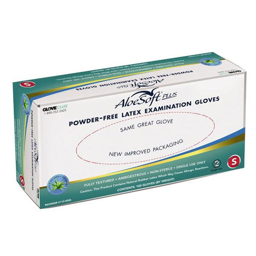 Glove Club Gloves Exam AloeSoft Plus Powder-Free Latex Small Natural 100/Bx, 20 BX/CA (1125826)