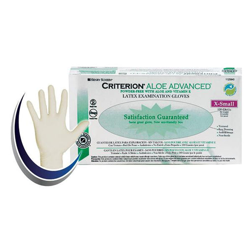 Henry Schein  Gloves Exam Criterion Aloe Advanced PF Ltx XS NatWht 100/Bx, 10 BX/CA (1125840)
