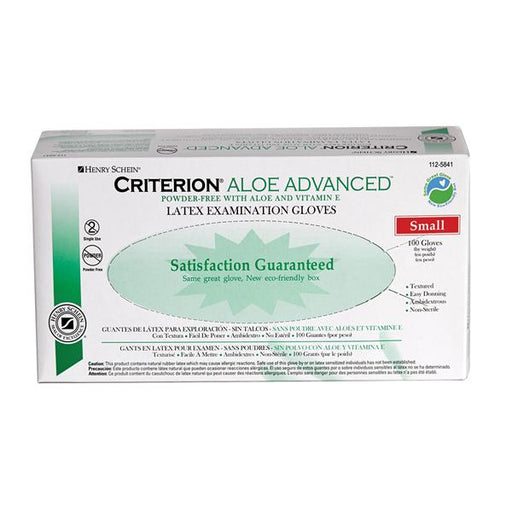 Henry Schein  Gloves Exam Criterion Aloe Advanced PF Ltx Sm NatWht 100/Bx, 10 BX/CA (1125841)