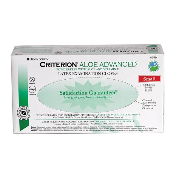 Henry Schein  Gloves Exam Criterion Aloe Advanced PF Ltx Sm NatWht 100/Bx, 10 BX/CA (1125841)