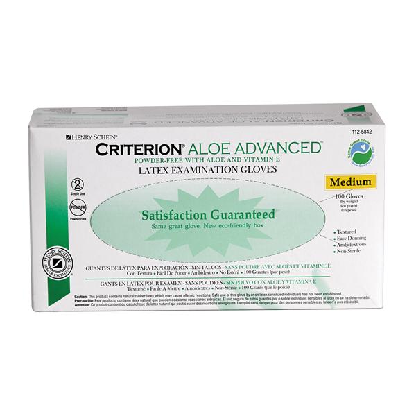 Henry Schein  Gloves Exam Criterion Aloe Advanced PF Ltx Md NatWht 100/Bx, 10 BX/CA (1125842)