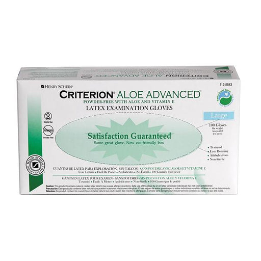 Henry Schein  Gloves Exam Criterion Aloe Advanced PF Ltx Lg NatWht 100/Bx, 10 BX/CA (1125843)